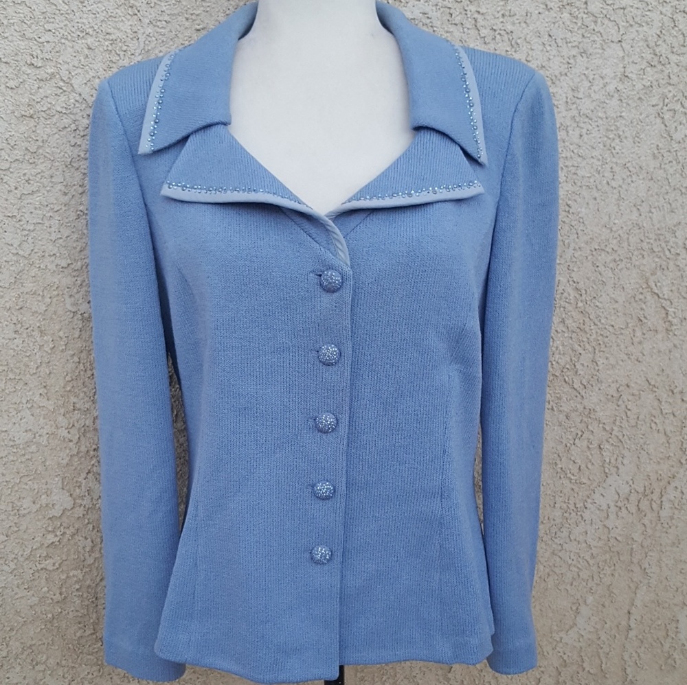 St. John Evening crystallized trim jacket EUC